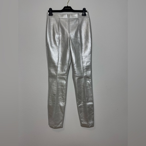 NWT Cynthia Rowley Vegan Leather Cigarette Pants in Silver - Picture 5 of 14